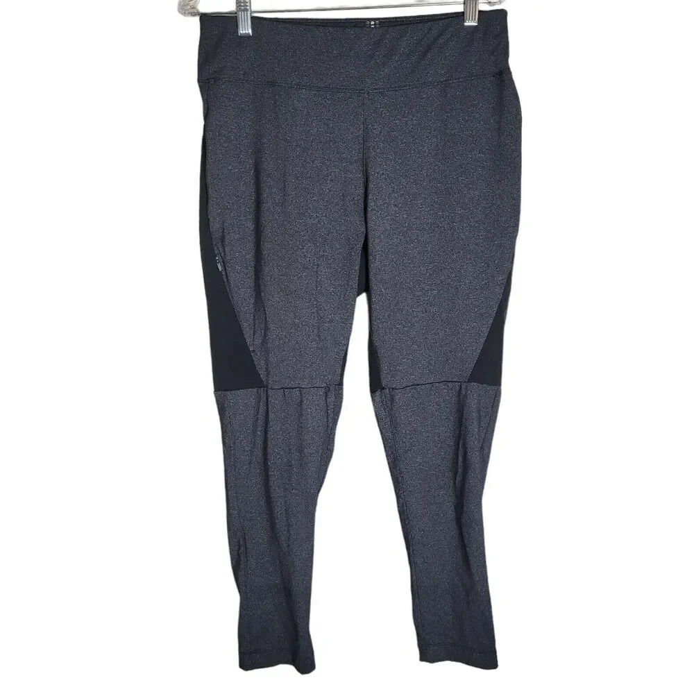 Title Nine Ascent Leggings Womens Size Large Gray Black Pockets Ankle Zip Detail